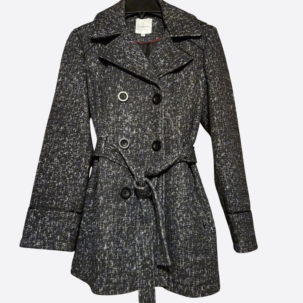 Women's Croft & Barrow Double-Breasted Wool Blend Coat With Belt Size S